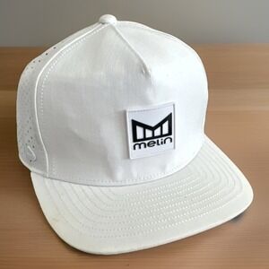 Melin Odyssey Stacked Hydro White On White Small Snapback RARE Small
